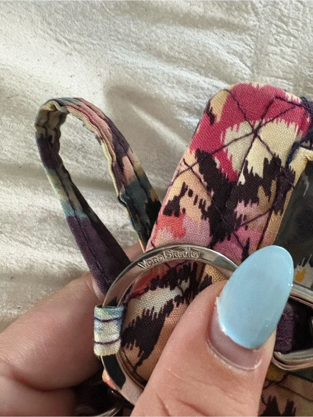 Vera Bradley Floral Pattern ID Wallet Lanyard in Purple, Pink, Yellow & Blue - Picture 6 of 6